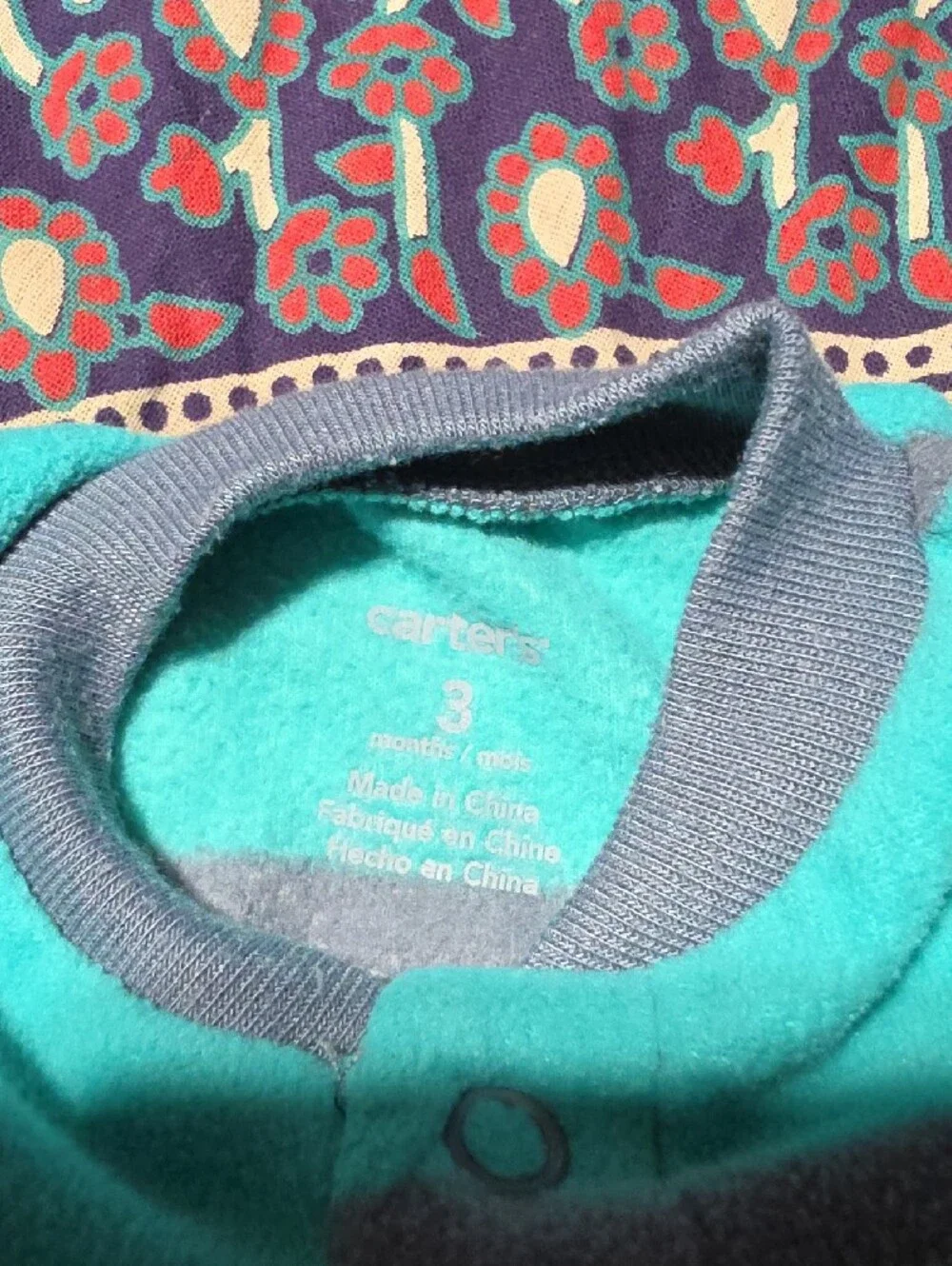 Carter's Teal and Gray Striped Baby Footie with Fox Applique